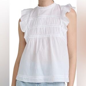 Filomena Bright White Ruffled Women's Top